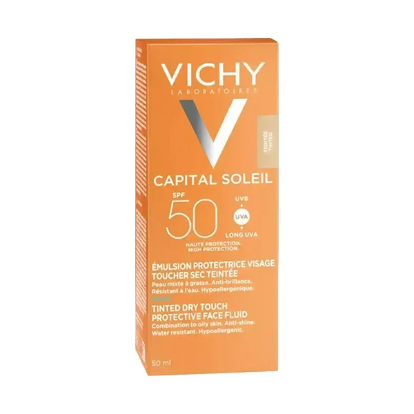 فيشي كابيتال دراي تاتش بي بي حماية spf 50 من الشمس سائلة مع لون 50مل